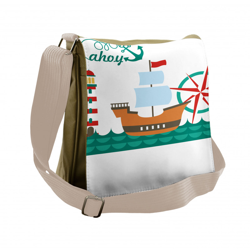 Boat Ahoy Compass Messenger Bag