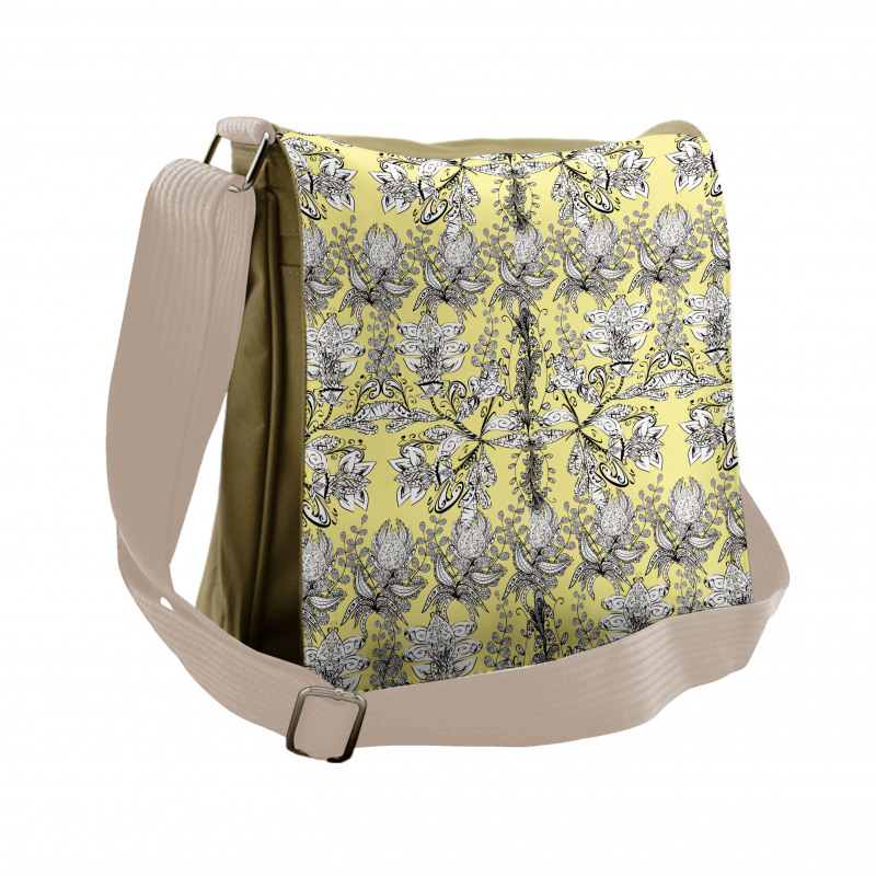 Floral Swirl Messenger Bag