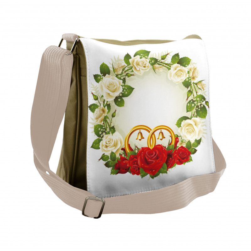 Roses Wedding Rings Messenger Bag