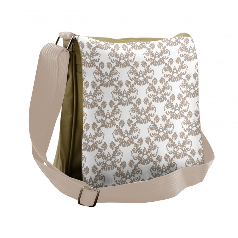 Rococo Flowers in Taupe Messenger Bag