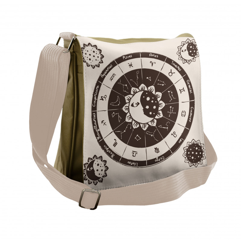 Zodiac Sun Moon Messenger Bag