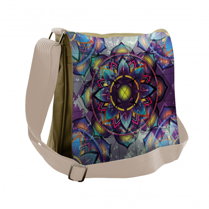 Grunge Futuristic Mandala Messenger Bag