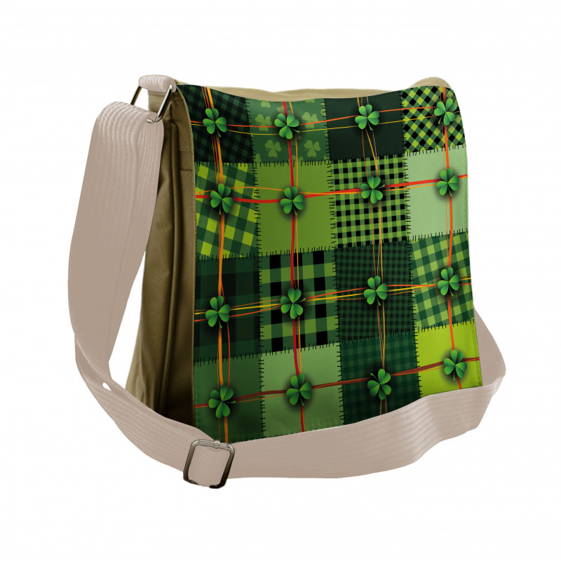 Patchwork Celtic Clovers Messenger Bag