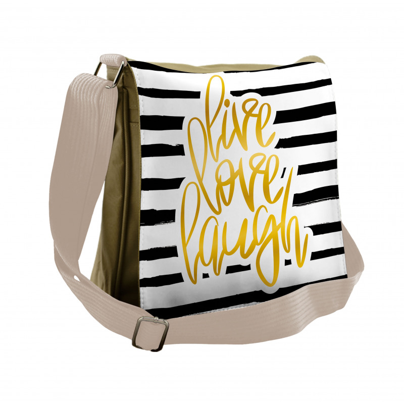 Stripes Text Messenger Bag