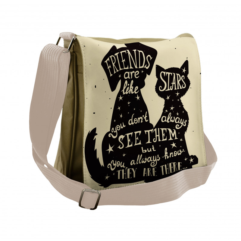 Cat Dog Friends Messenger Bag