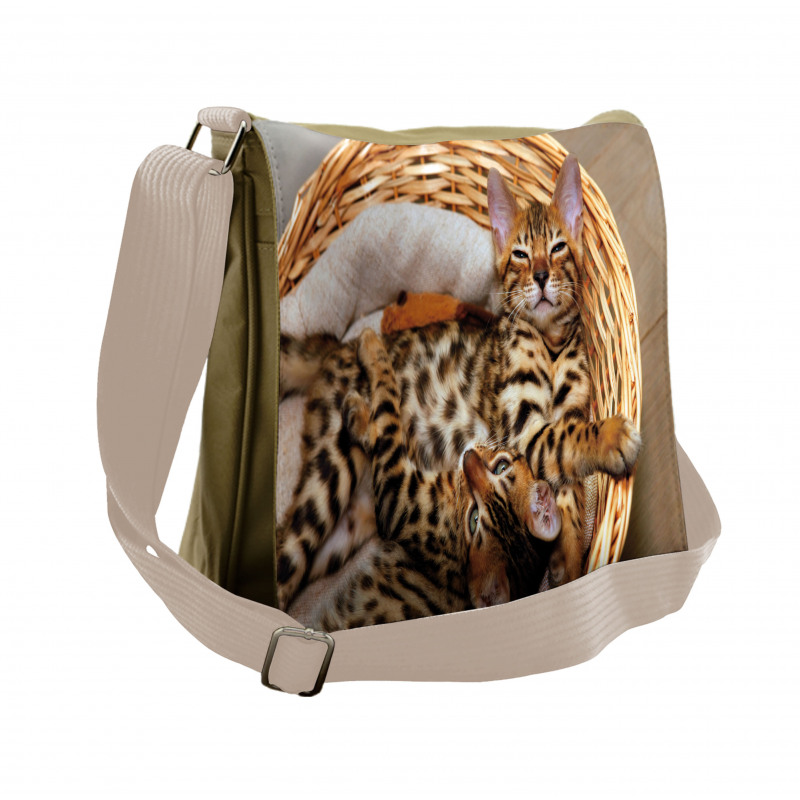 Bengal Cats in Basket Messenger Bag