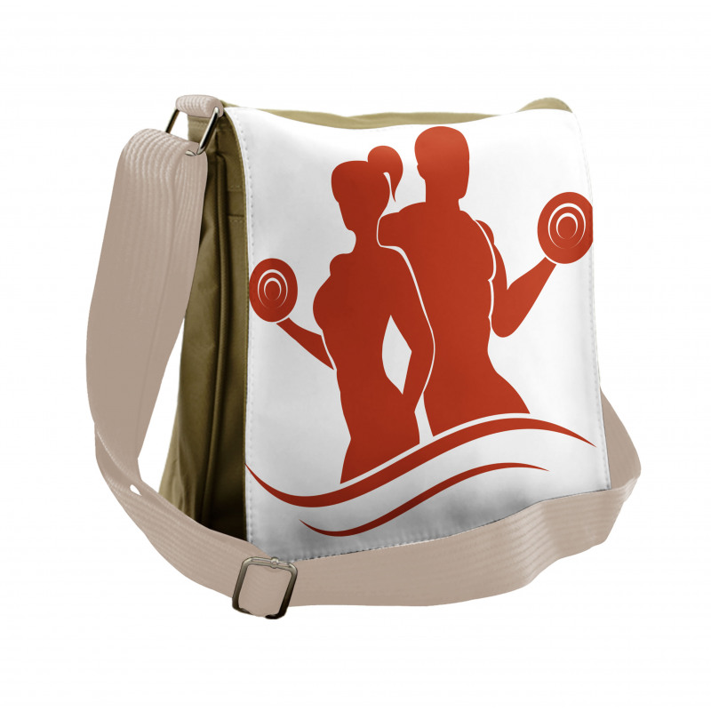 Muscled Man and Woman Messenger Bag