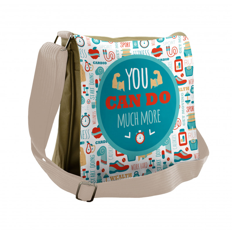 Encouraging Gym Phrase Messenger Bag