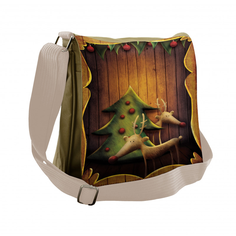 Deers Tree Wood Frame Messenger Bag