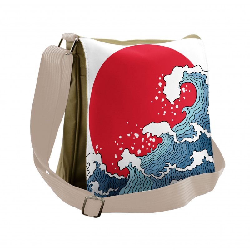 Red Sun Tsunami Messenger Bag