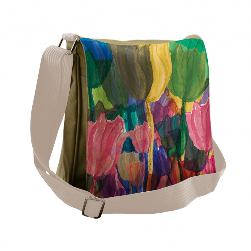 Watercolor Garden Art Messenger Bag