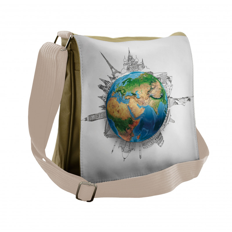 Realistic Globe Planet Messenger Bag