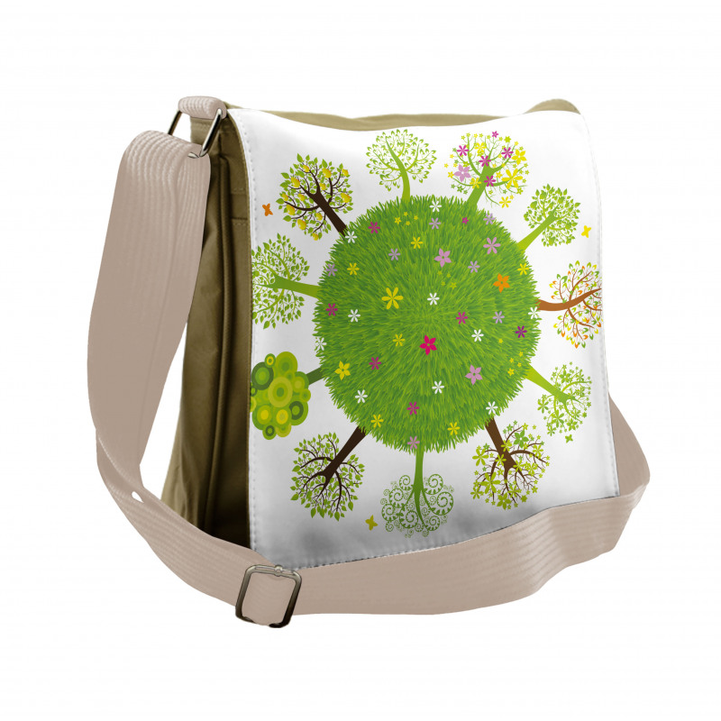 Various Green Trees Bloom Messenger Bag