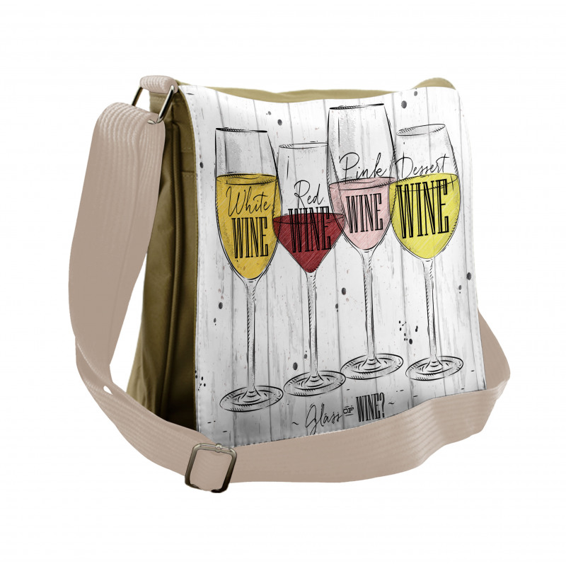 4 Types of Wine Rustic Messenger Bag