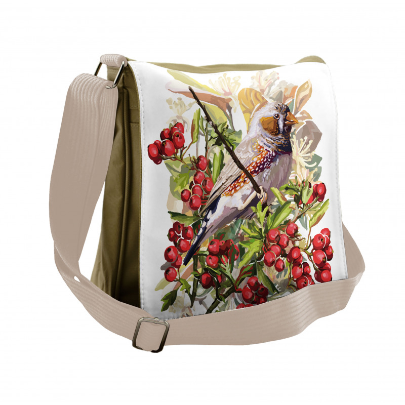 Colorful Bird and Shrubs Messenger Bag