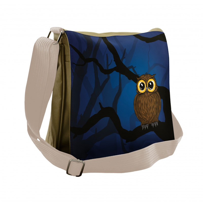 Owl on Tree Branch Messenger Bag