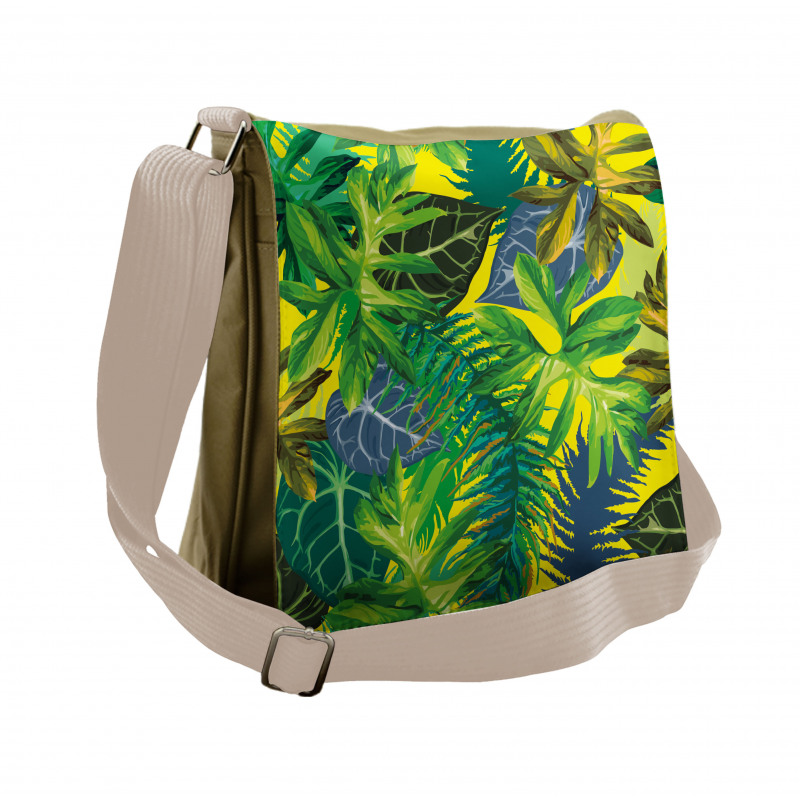 Exotic Leaves Watercolor Messenger Bag