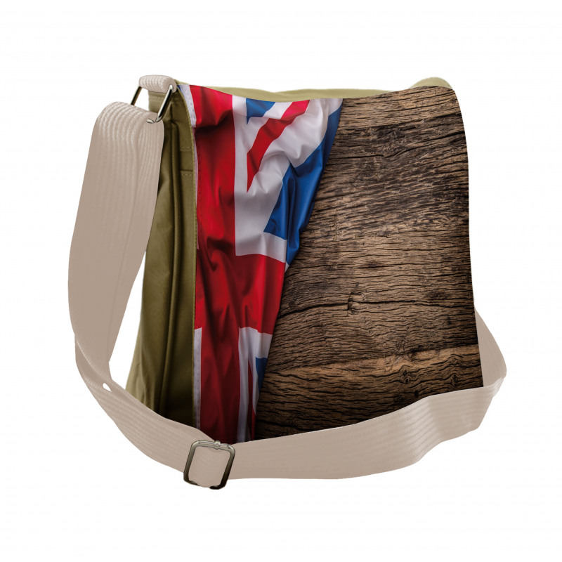 Flag on Oak Board Messenger Bag