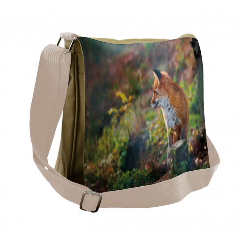 Young Wild Fox in Woodland Messenger Bag