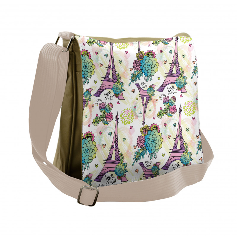 Flower Bouquets Hearts Messenger Bag