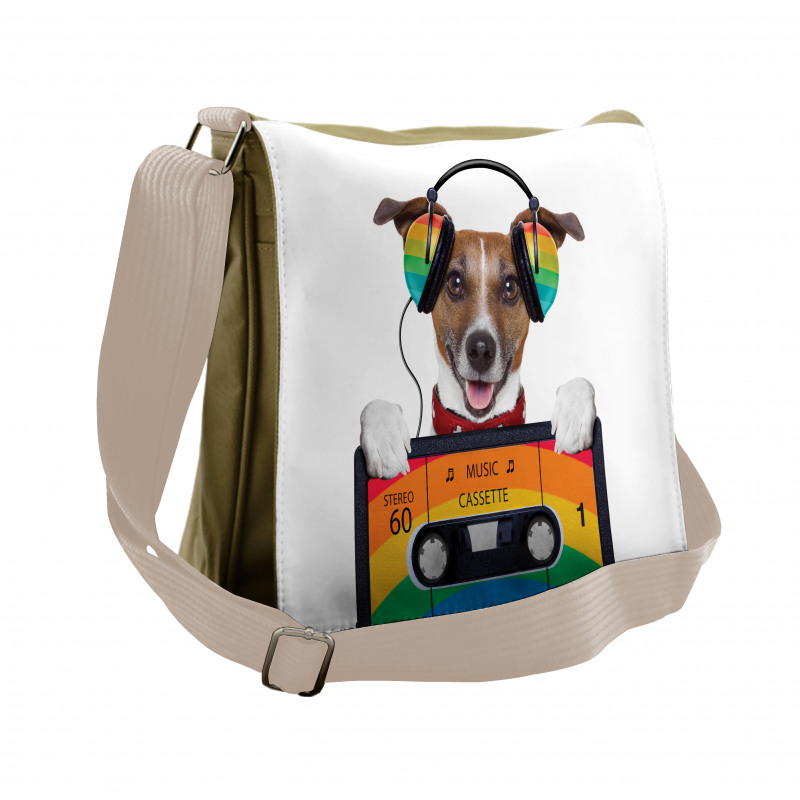 Dog Headphones Messenger Bag