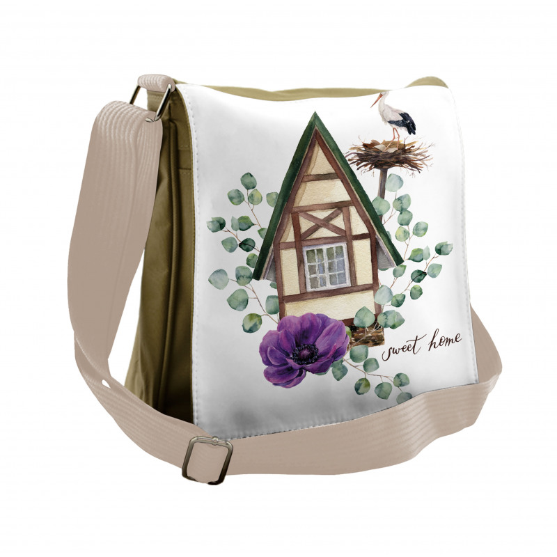 Watercolor Home Messenger Bag