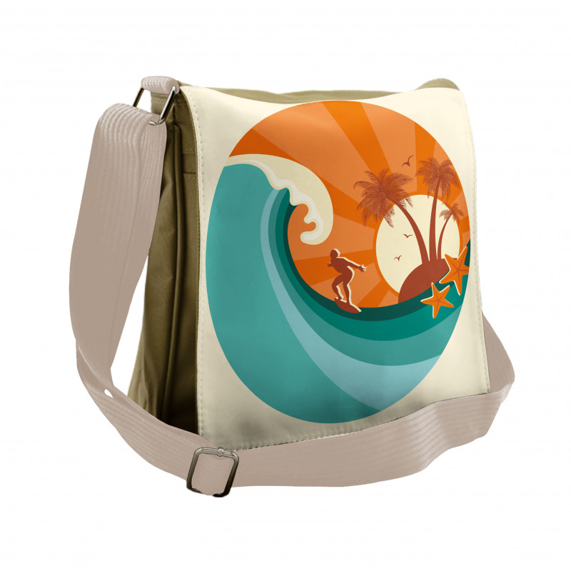 Retro Man Surfing Messenger Bag