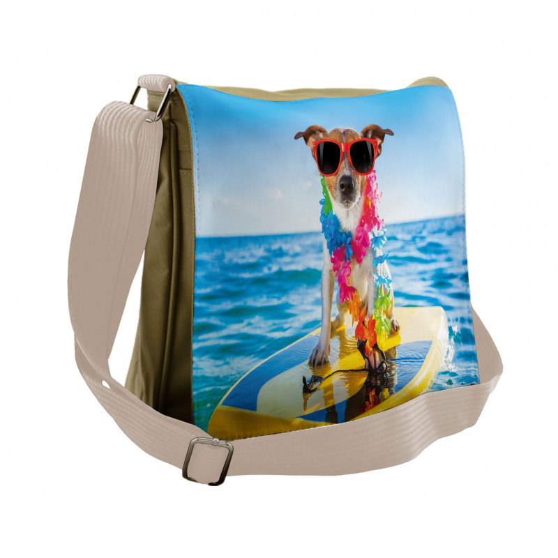 Dog in the Ocean Messenger Bag