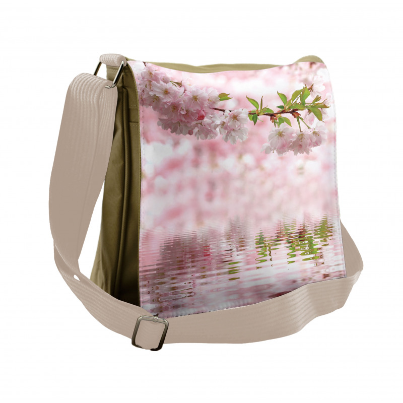 Tender Floral Branch Water Messenger Bag