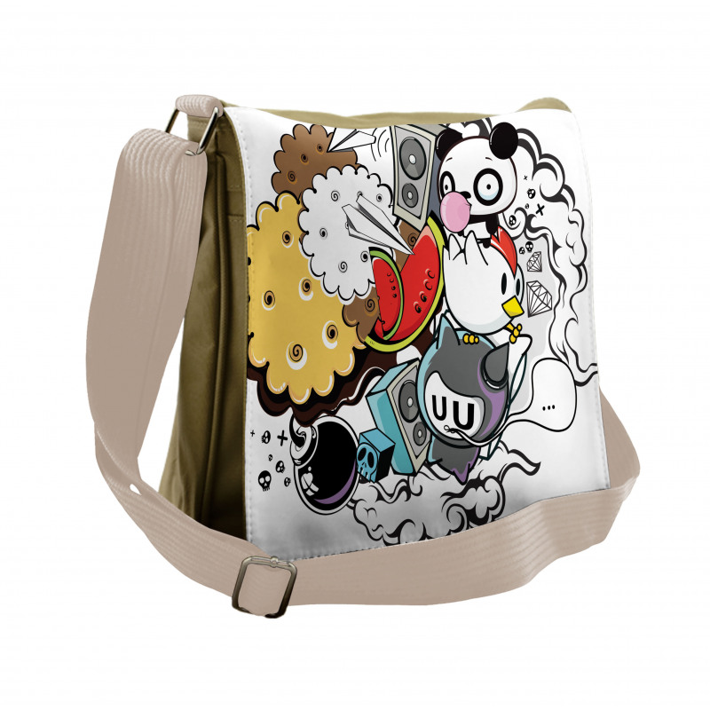 Animal Food Crazy Doodle Messenger Bag