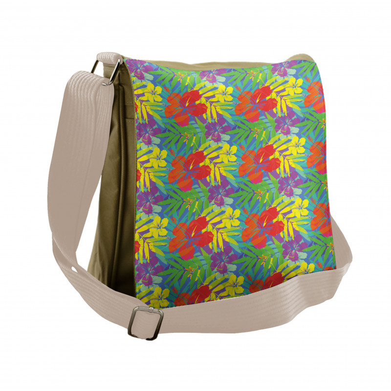 Abstract Vibrant Hibiscus Messenger Bag