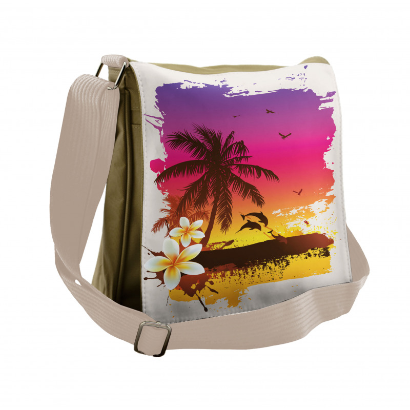 Tropical Beach Sunset Messenger Bag