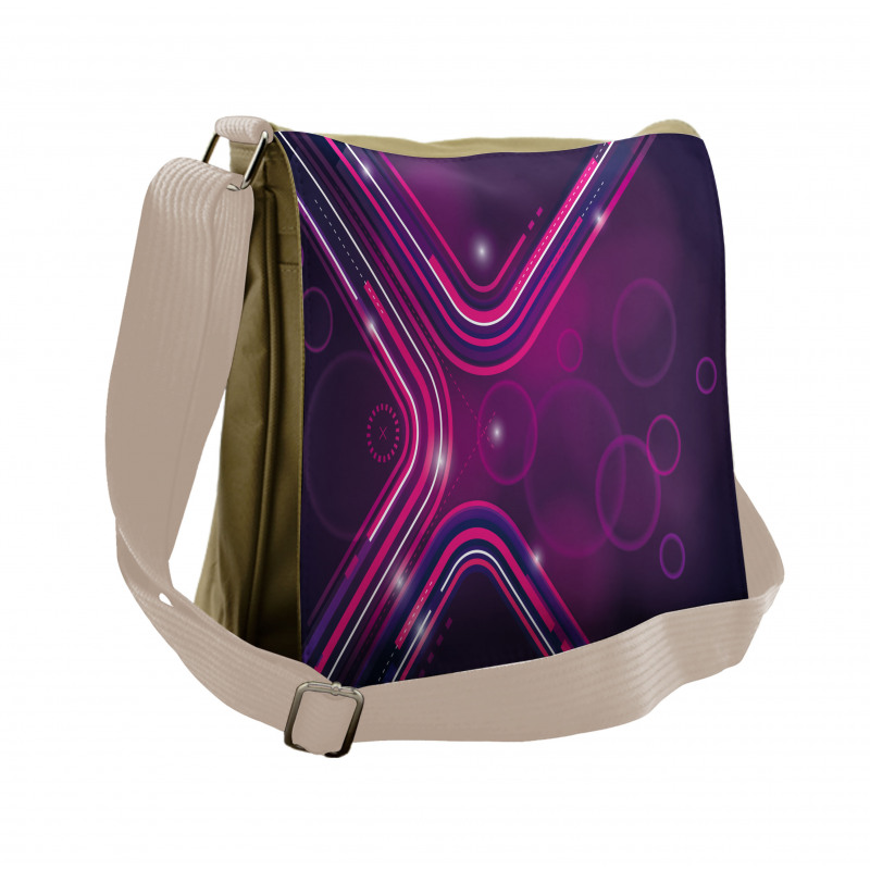 Purple Lines Circles Messenger Bag