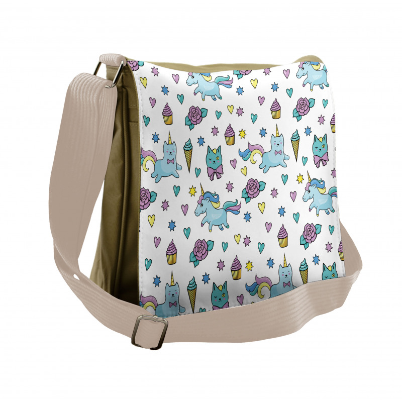 Hearts Stars Floral Messenger Bag