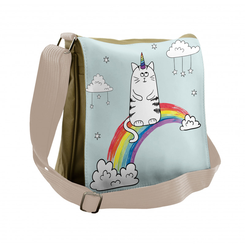 Rainbow Words Art Messenger Bag