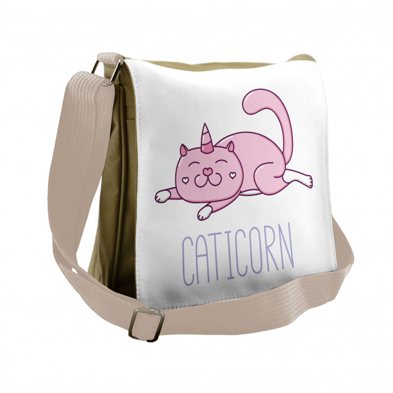 Pink Funny Mascot Messenger Bag