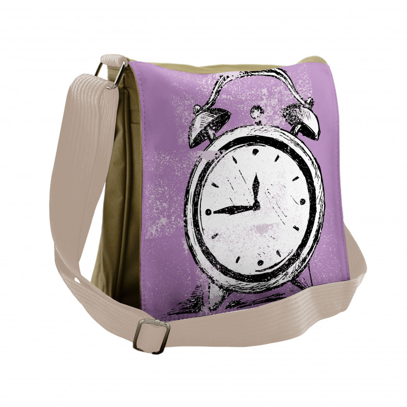 Retro Alarm Clock Grunge Messenger Bag
