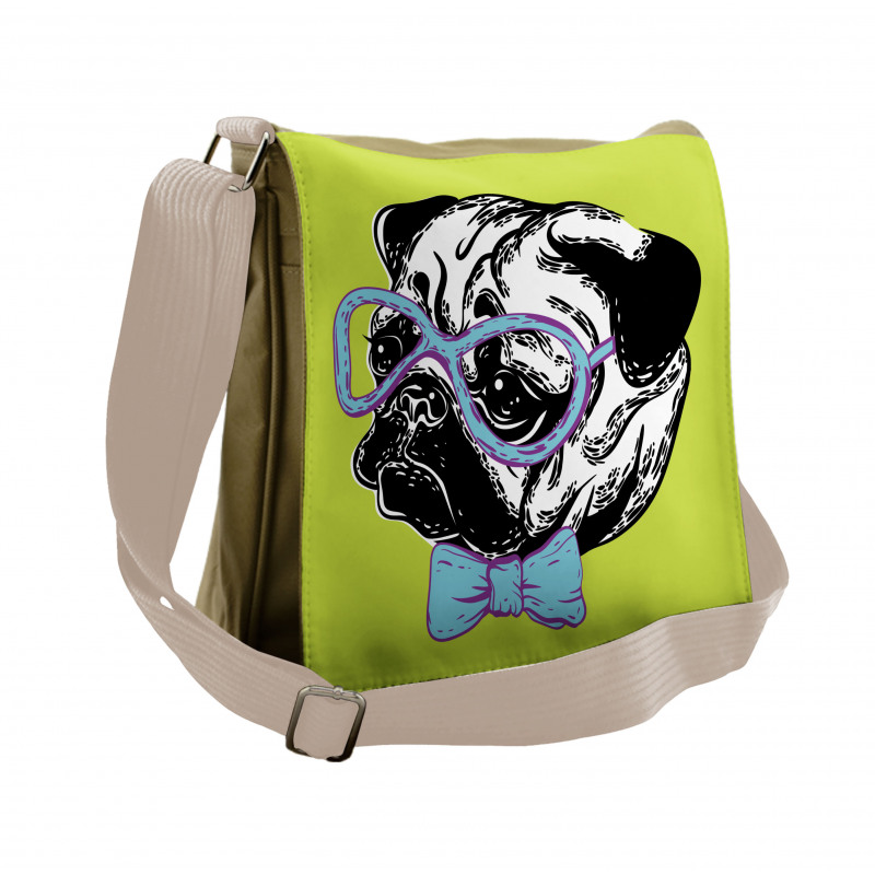 Pug with a Bow Tie Messenger Bag