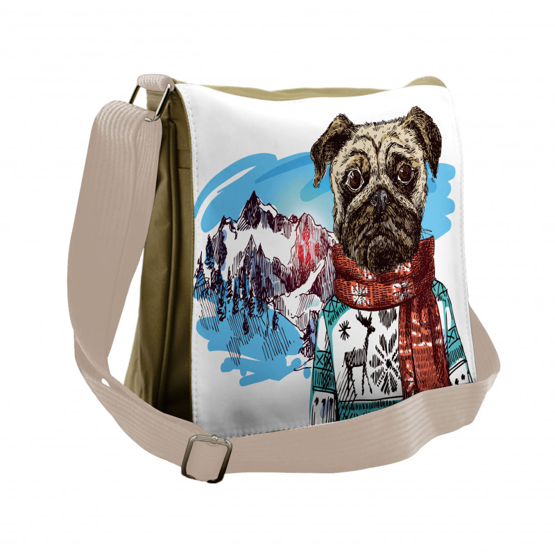 Sketch Style Dog Doodle Messenger Bag