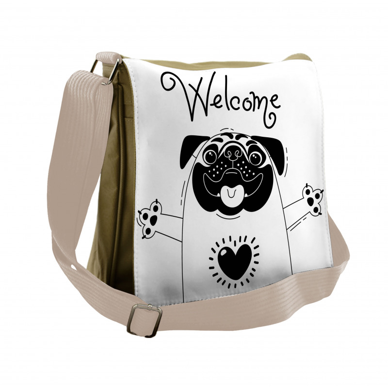 Black and White Dog Messenger Bag