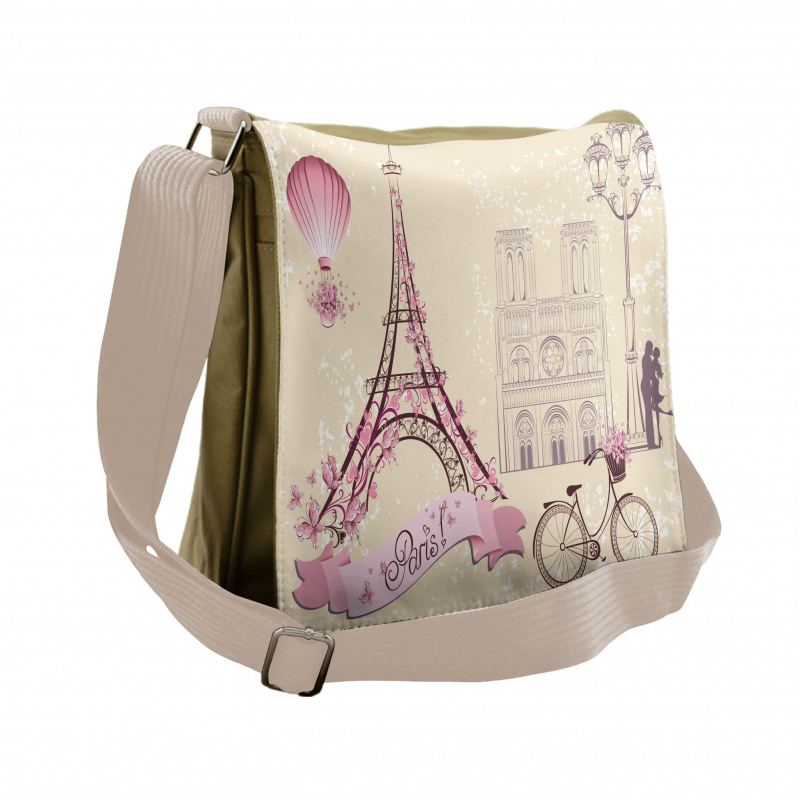 Floral Paris Eiffel Messenger Bag