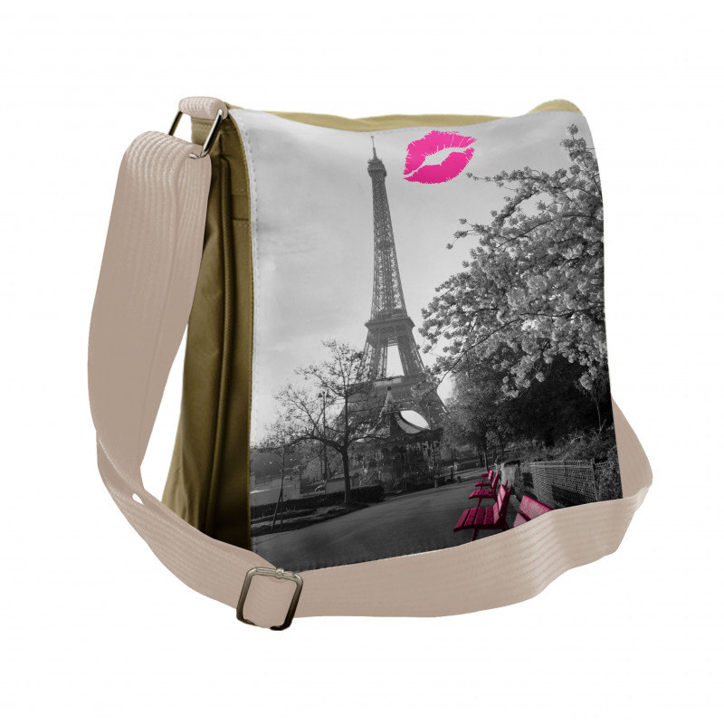 Romantic City and a Kiss Messenger Bag