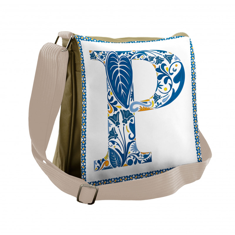 P and Forest Leaves Messenger Bag