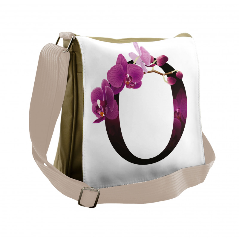 O Alphabet and Orchid Messenger Bag