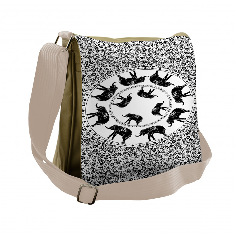 Monchrome Animal Floral Messenger Bag