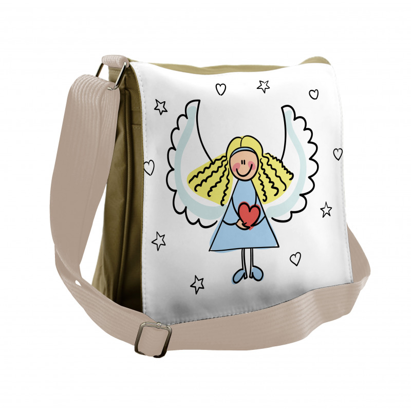 Little Girl Red Heart Messenger Bag