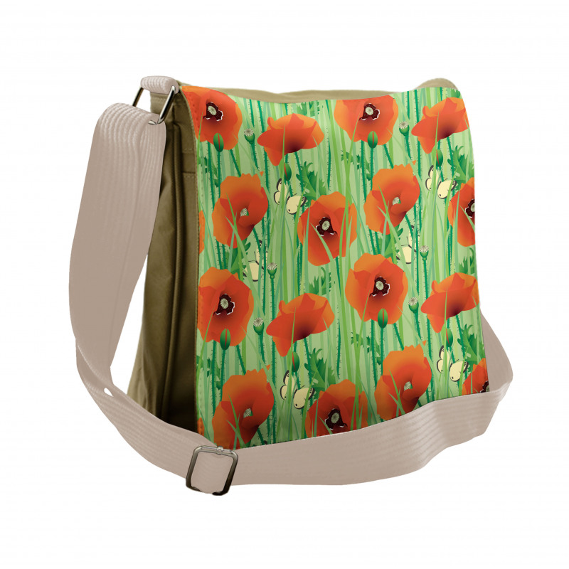 Poppy Flowers Field Messenger Bag