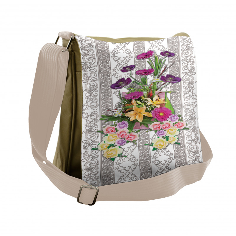 Colorful Bouquet on Curls Messenger Bag