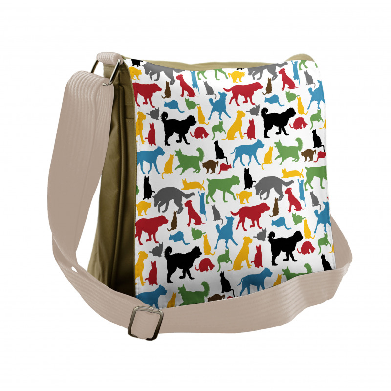 Colorful Cats and Dogs Messenger Bag