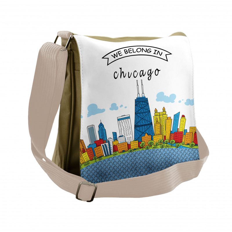 Chicago USA Cartoon Messenger Bag